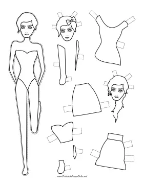 Fashion Paper Doll with Hair Bow to Color